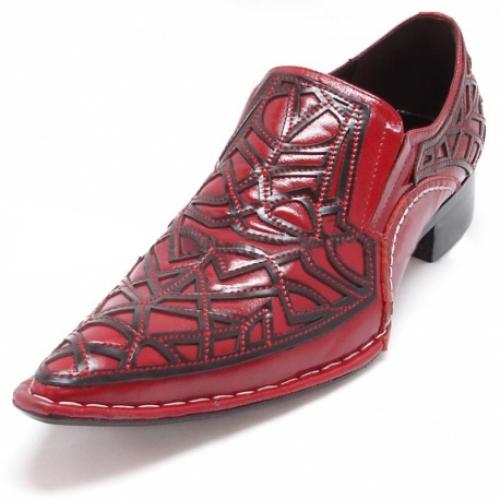 Fiesso Red / Black Genuine Leather Loafer Shoes FI6741